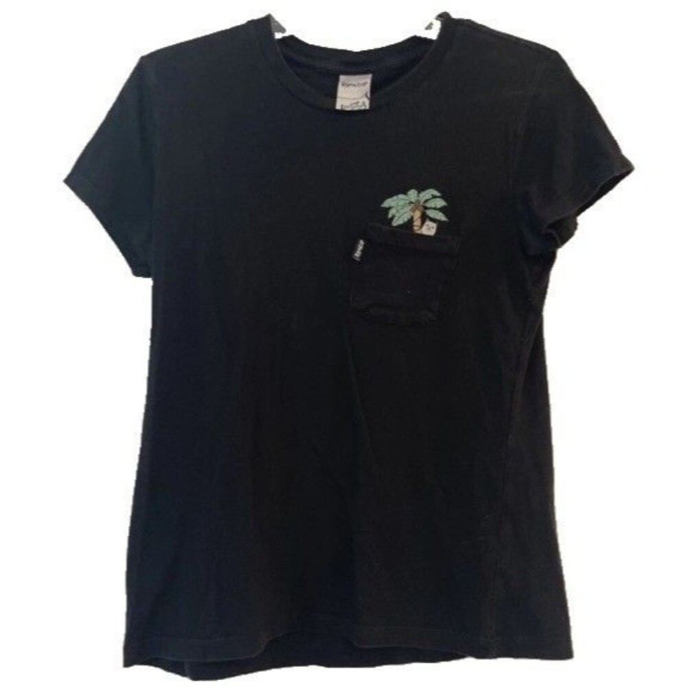 Rip N Dip Lord Nermal Cat Palm Tree Pocket Tee Black Women Size XS street skate